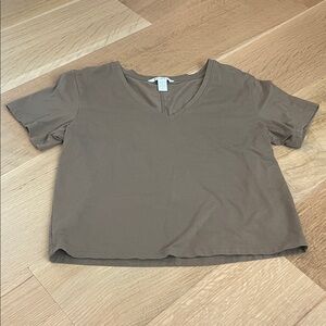 Athleta Brown V-Neck Short Sleeve Tee